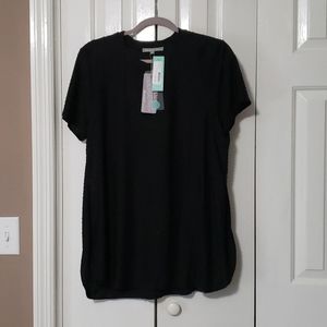 NWT Black Crew Neck Side Slit Top XL